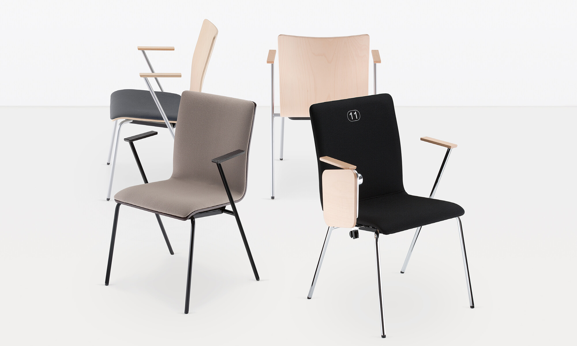 Посетителски стол   – ДЪРВЕСЕН/сив