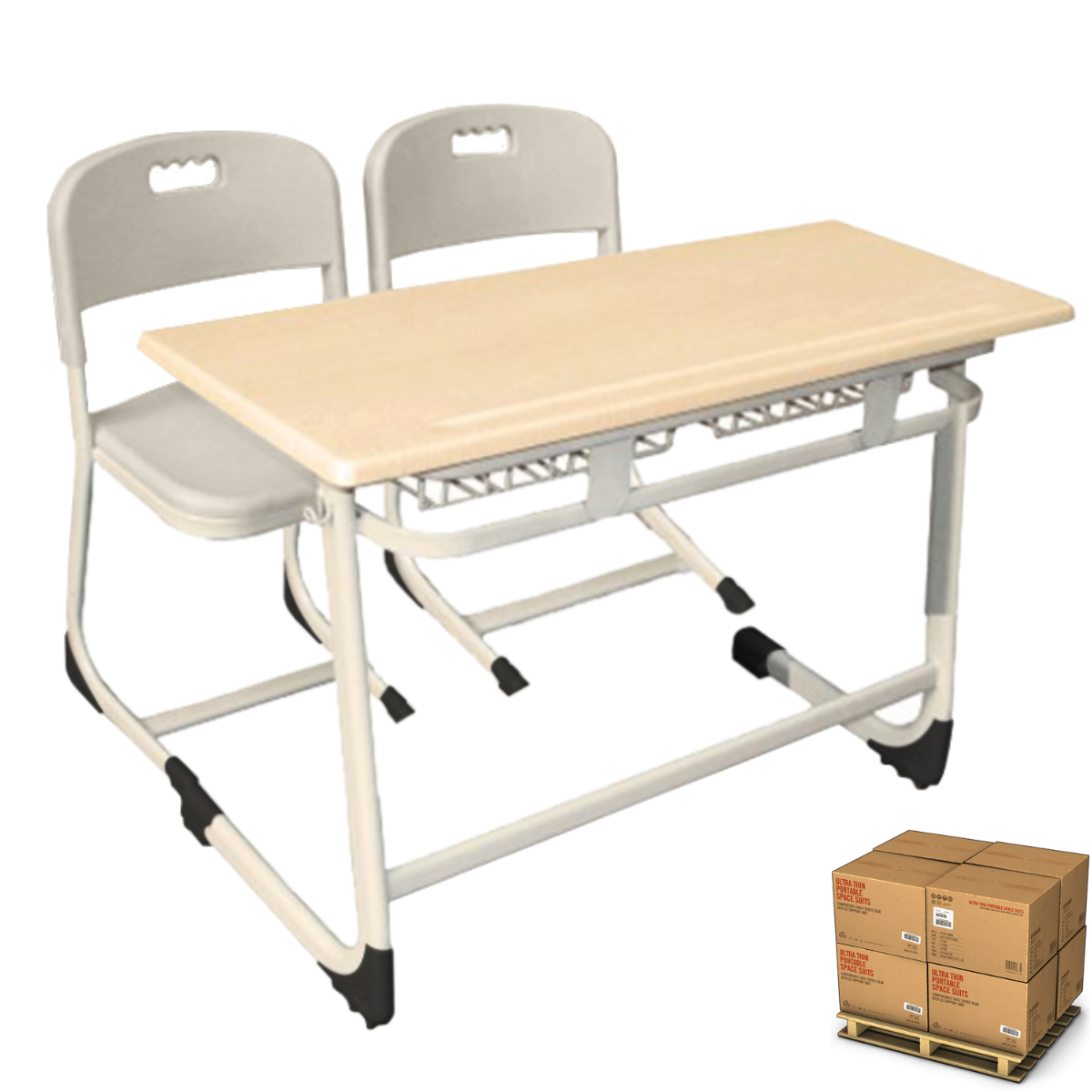 Бюро право - Ученически комплект Smarty Duo Бюро право – сив/ДЪРВЕСЕН