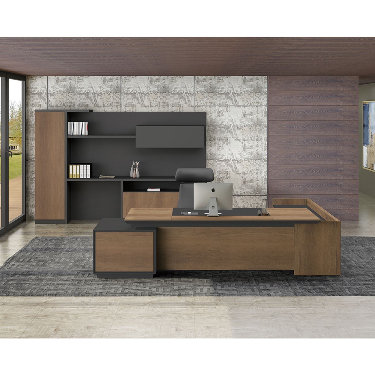 Бюро ляв ъгъл цвят дъб-черен