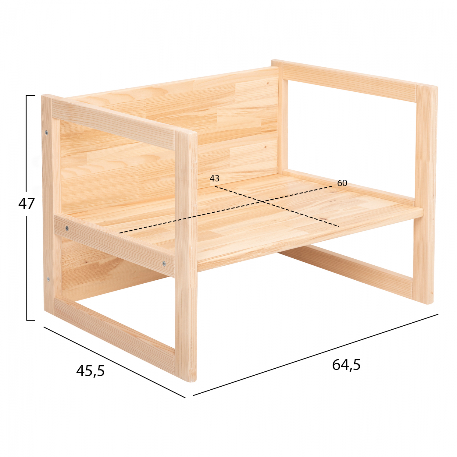 Детска пейка цвят натурал