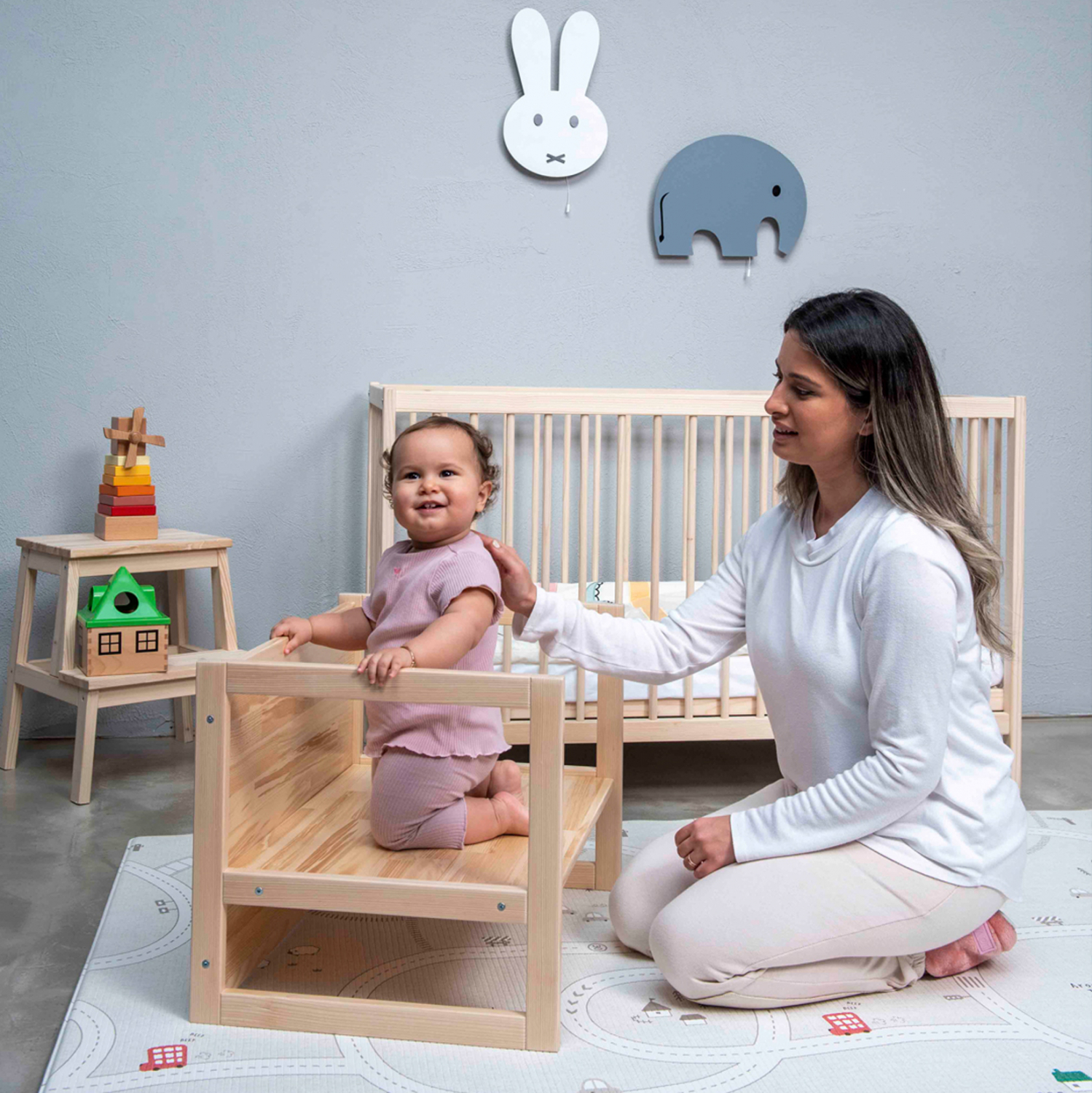 Детска пейка цвят натурал