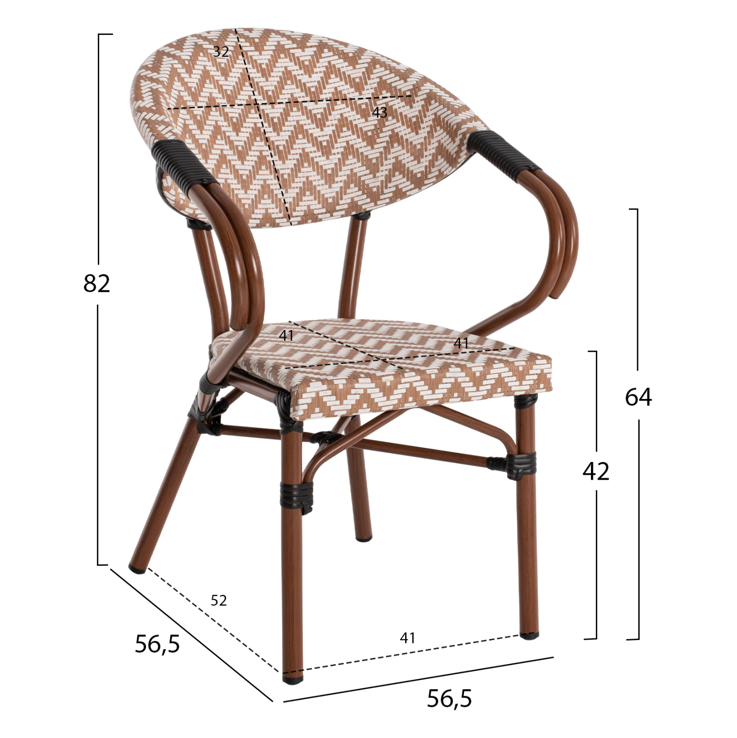 Кресло цвят кафяв-бял