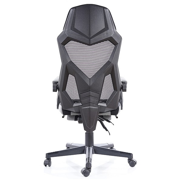 Въртящ се стол с поставка за крачета – черен/сив