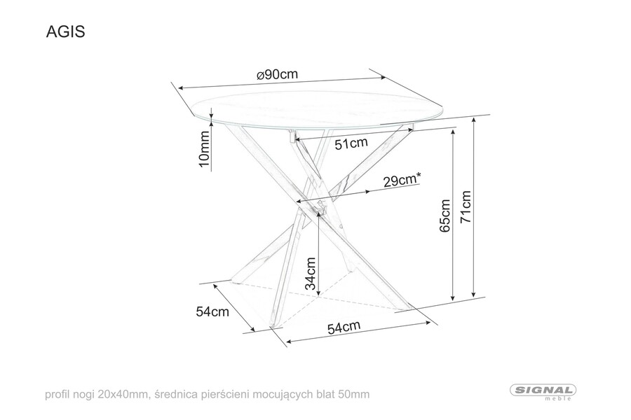 Кръгла маса – орех/черна