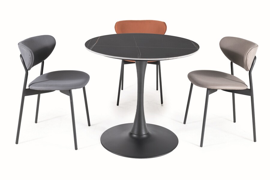 Кръгла маса – черен мрамор/матово черно