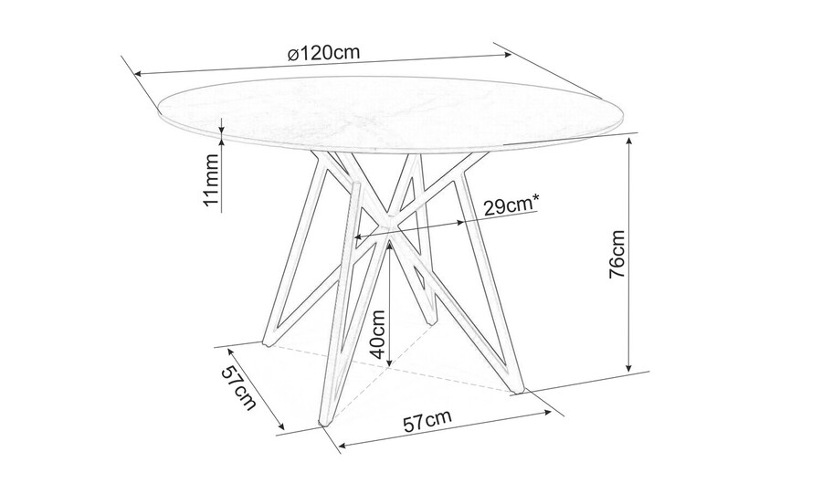 Кръгла маса 120 см – сив мрамор/черен