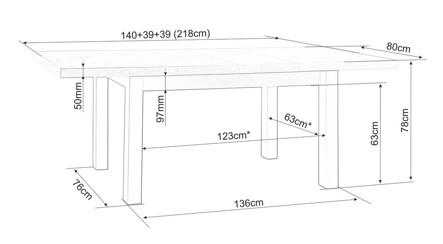 Разтегателна маса 140/218×80 – занаятчийски дъб/черно