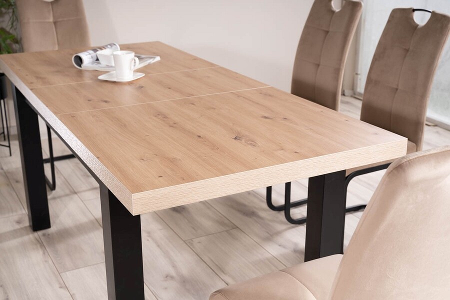 Разтегателна маса 140/218×80 – занаятчийски дъб/черно