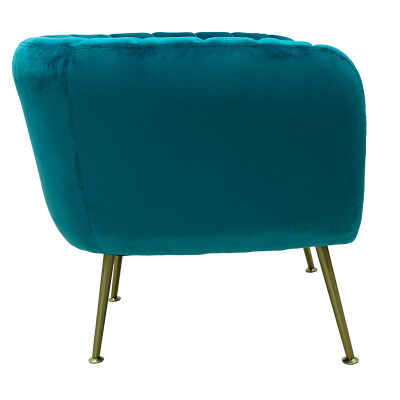 Кресло синьо кадифе-златно