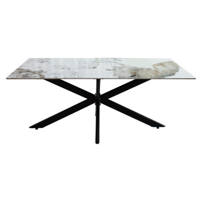 Трапезна маса цвят бял мрамор-черен