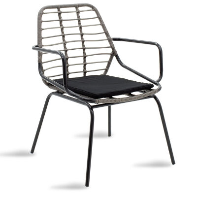 Стол с подлакътник сив цвят с черна възглавница