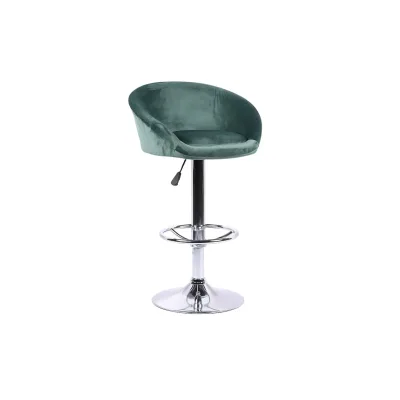 Бар стол H-120 е стабилен и комфортен стол тип кресло. Седалката е тапицирана с дамаска. Основа - конструкция с механизъм от хромиран метал.Размери:Дължина: 52 см.Дълбочина: 45 см.Височина: 82-102 см.Цвят: зелен