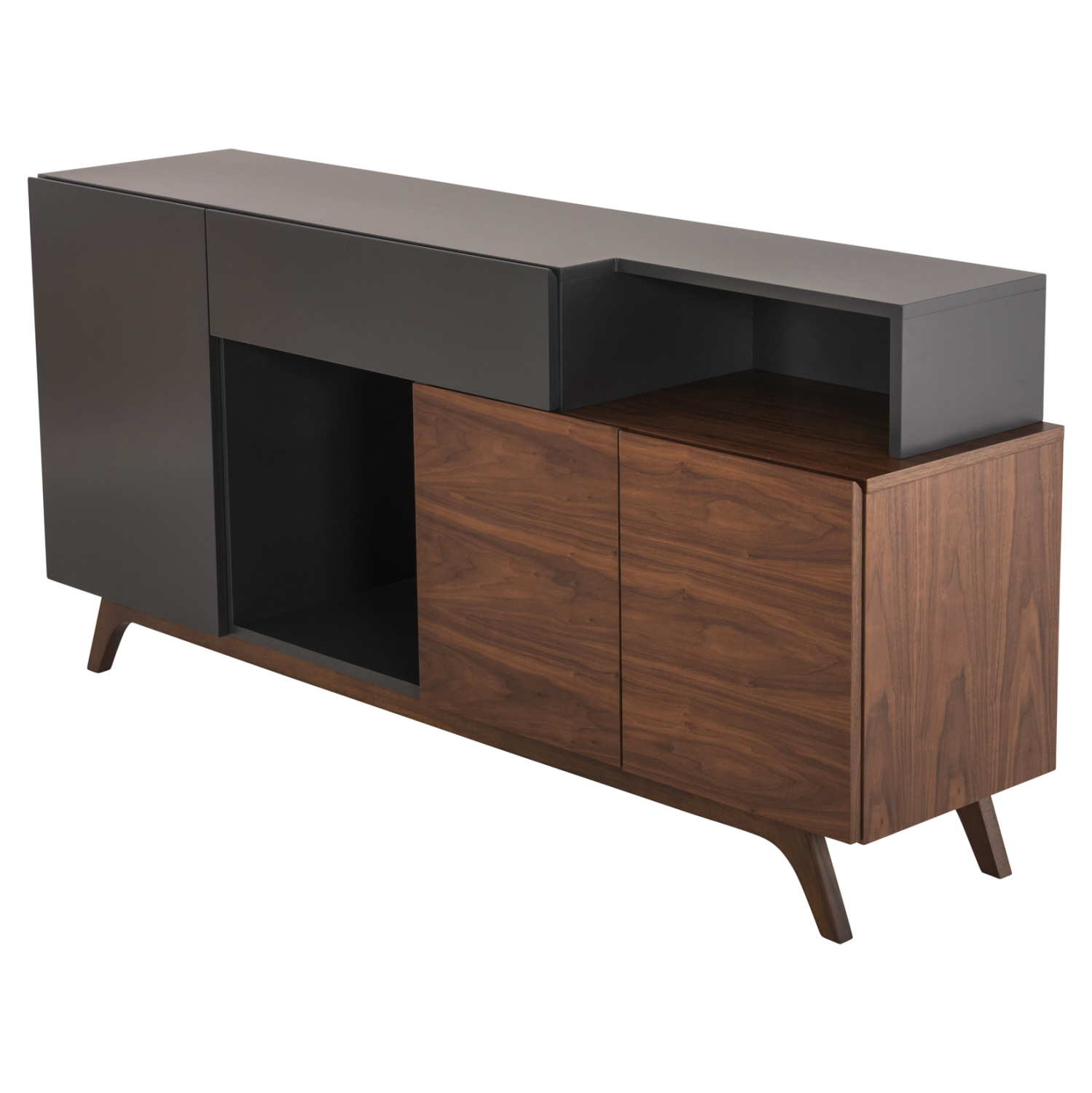 Бюфет цвят орех-тъмно сив