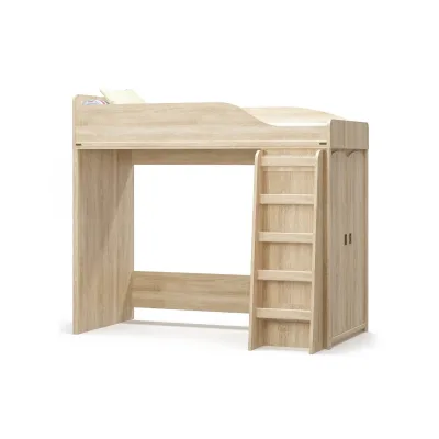 Високо легло с гардероб и стълба VALENSIYA е част от модулна система Валенсия - мебели за обзавеждане на детска или младежка стая. Мебелите от серията са изработени от висококачествено ПДЧ с фолио финиш