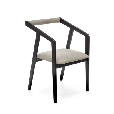 Велурен стол - сив/черен