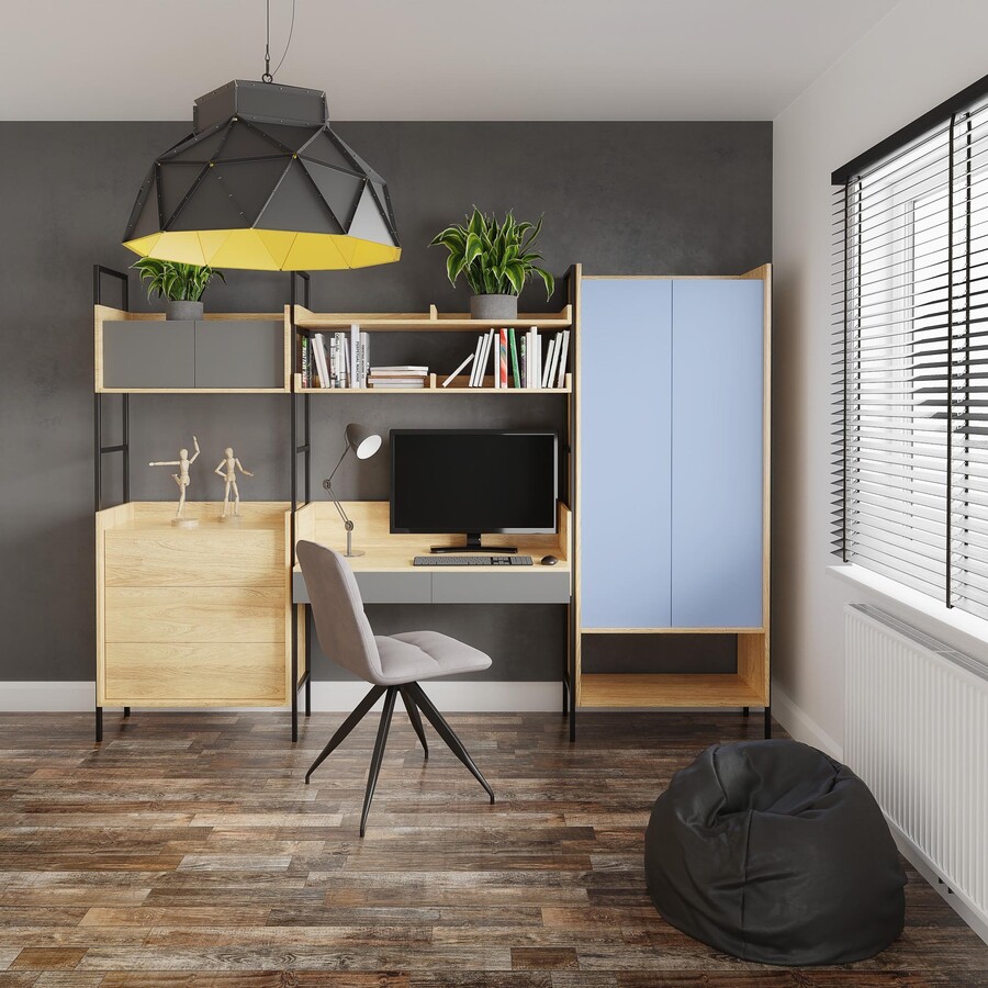 Бюро корпус - естествен хикори / антично розово