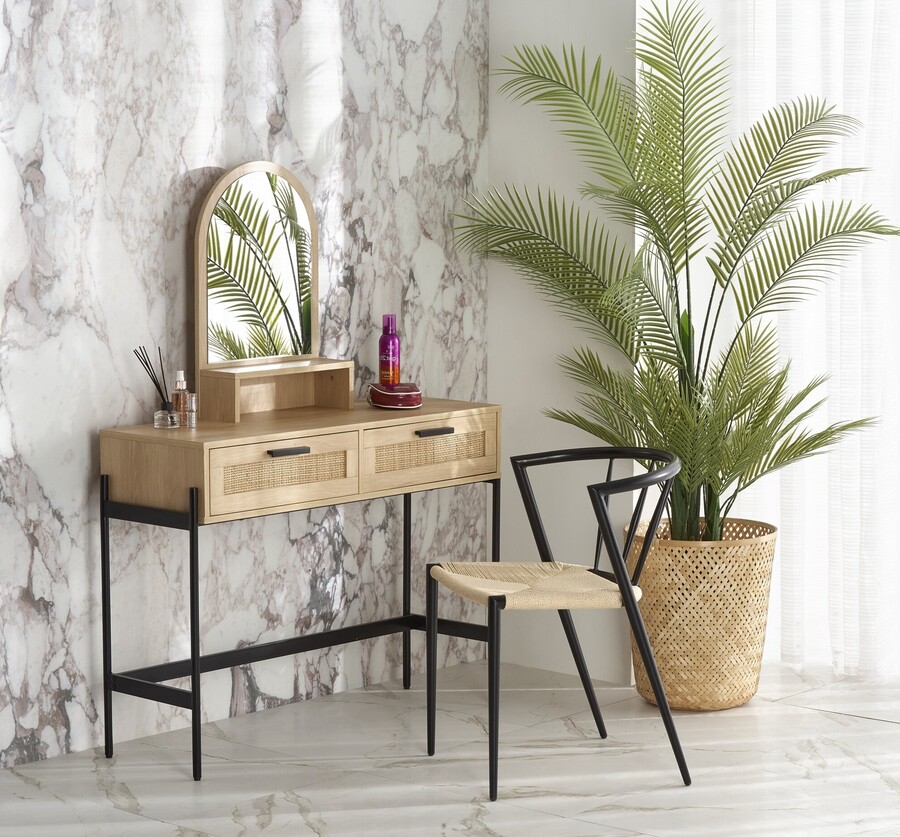 Тоалетка с огледало - натурален/черен Тоалетка с огледало – натурален/черен