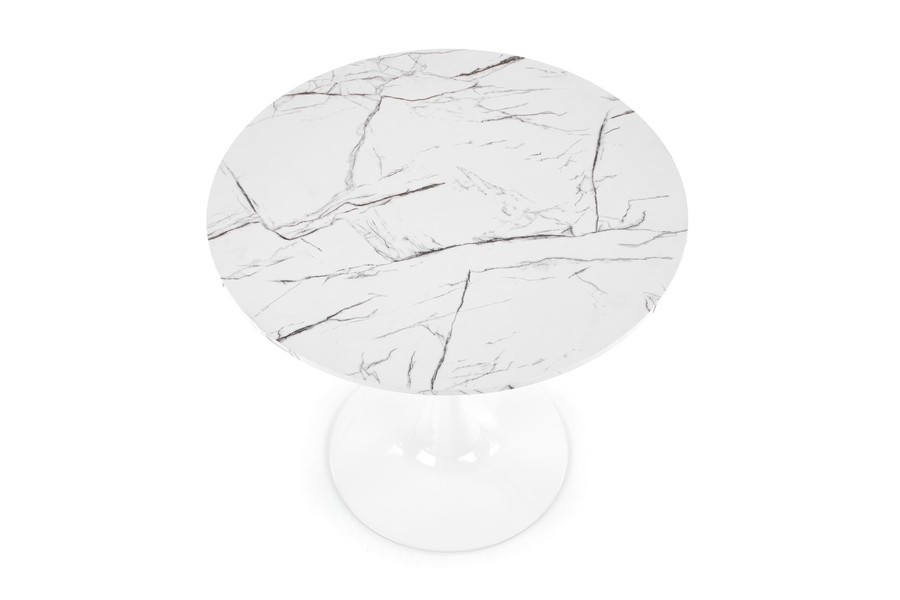 Кръгла маса 80 см – бял мрамор / бяла