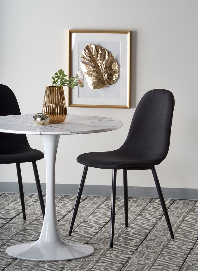 Кръгла маса 80 см – бял мрамор / бяла