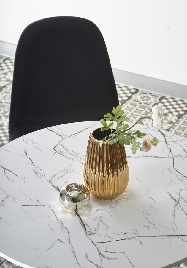 Кръгла маса 80 см – бял мрамор / бяла