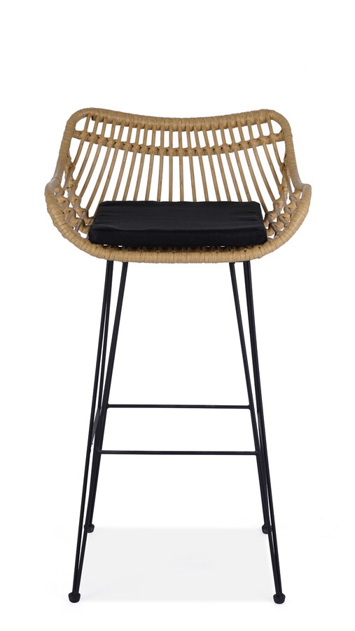 Ратанова табуретка – естествена / черна