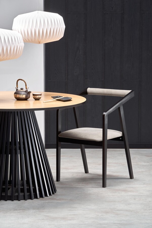 Велурен стол – сив/черен