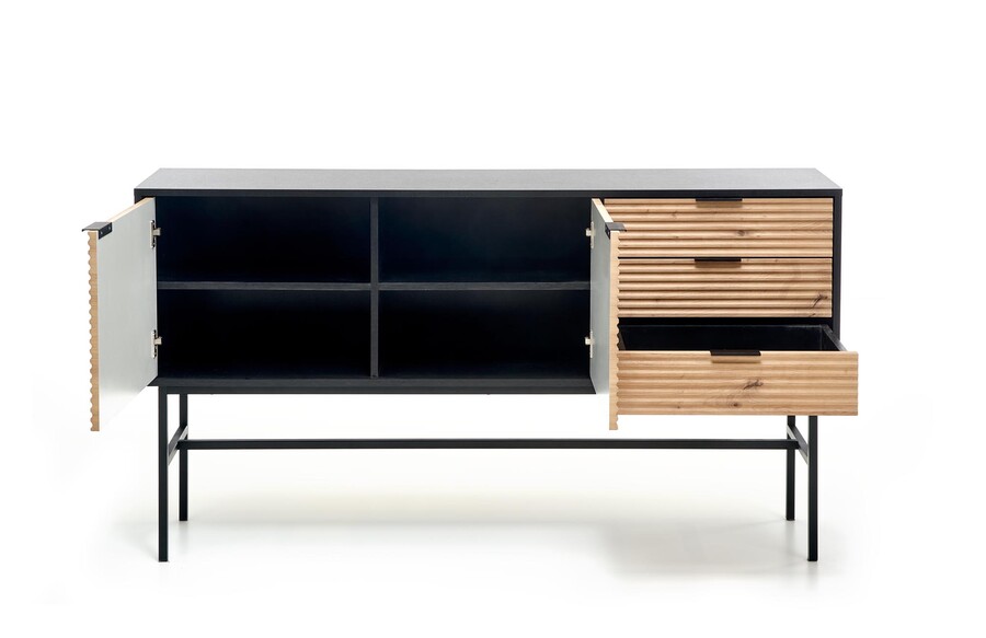 Скрин с 2 врати и чекмеджета – занаятчийски дъб/черен