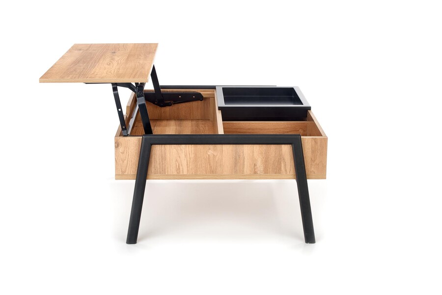 Маса с повдигащ плот – натурален/черен