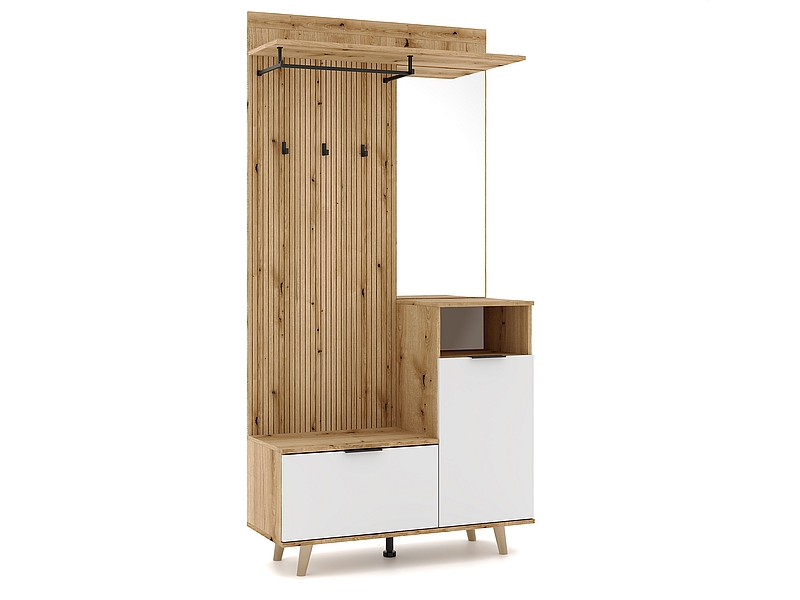 Комплект мебели за антре - евок дъб/бяло