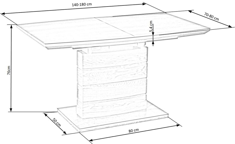 Разтегателна маса 140×80 – златен дъб / тъмно сива