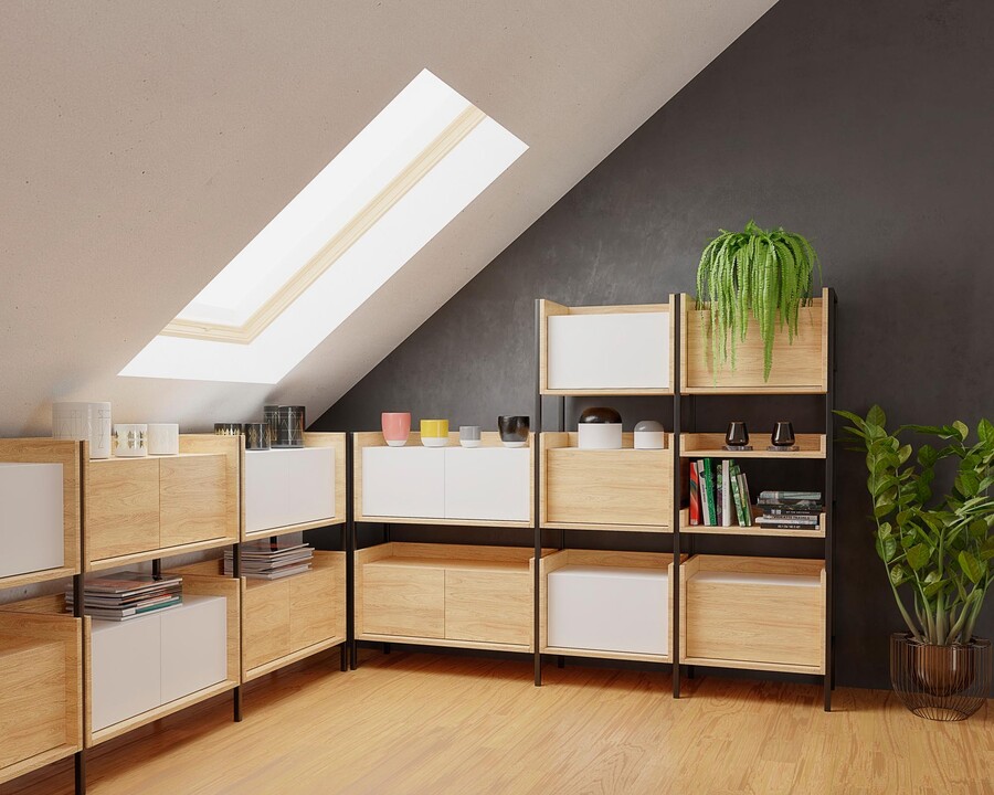 Гардероб с 2 врати – естествена хикори / алпийско бяло