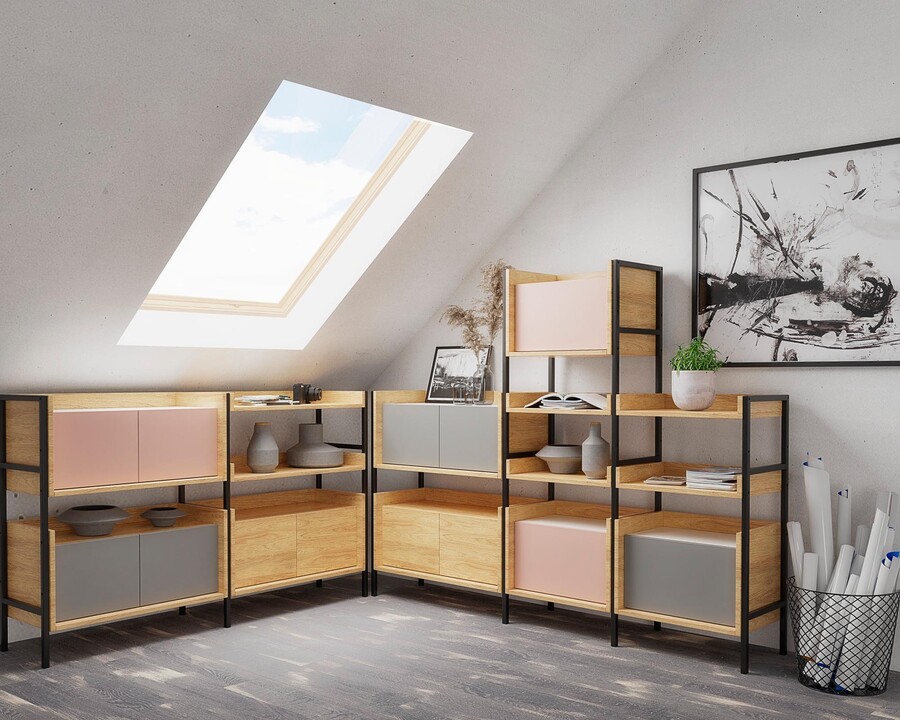 Гардероб с 2 врати – естествена хикори / алпийско бяло