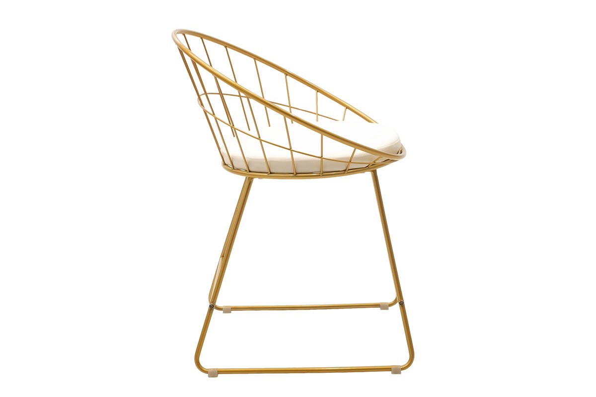 Стол цвят златен-бял