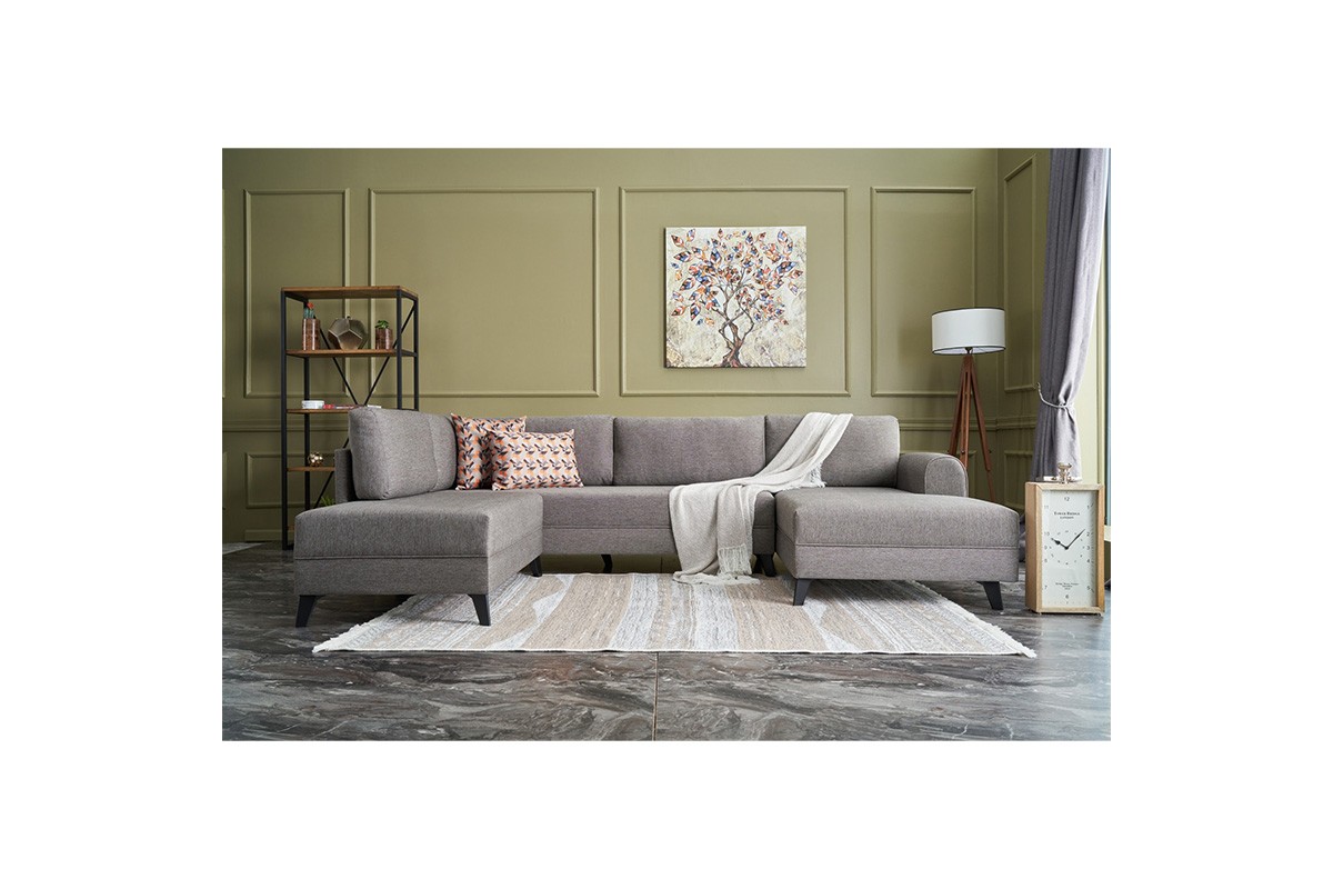 Универсален ъглов диван светло кафяв цвят