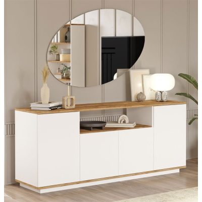 Бюфет цвят бял-натурал