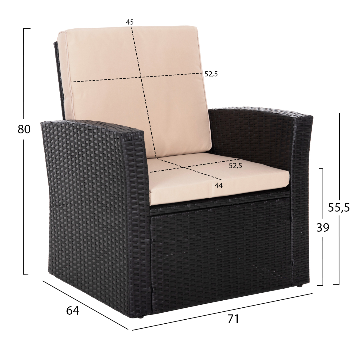 Градински комплект- цвят антрацит-бежов