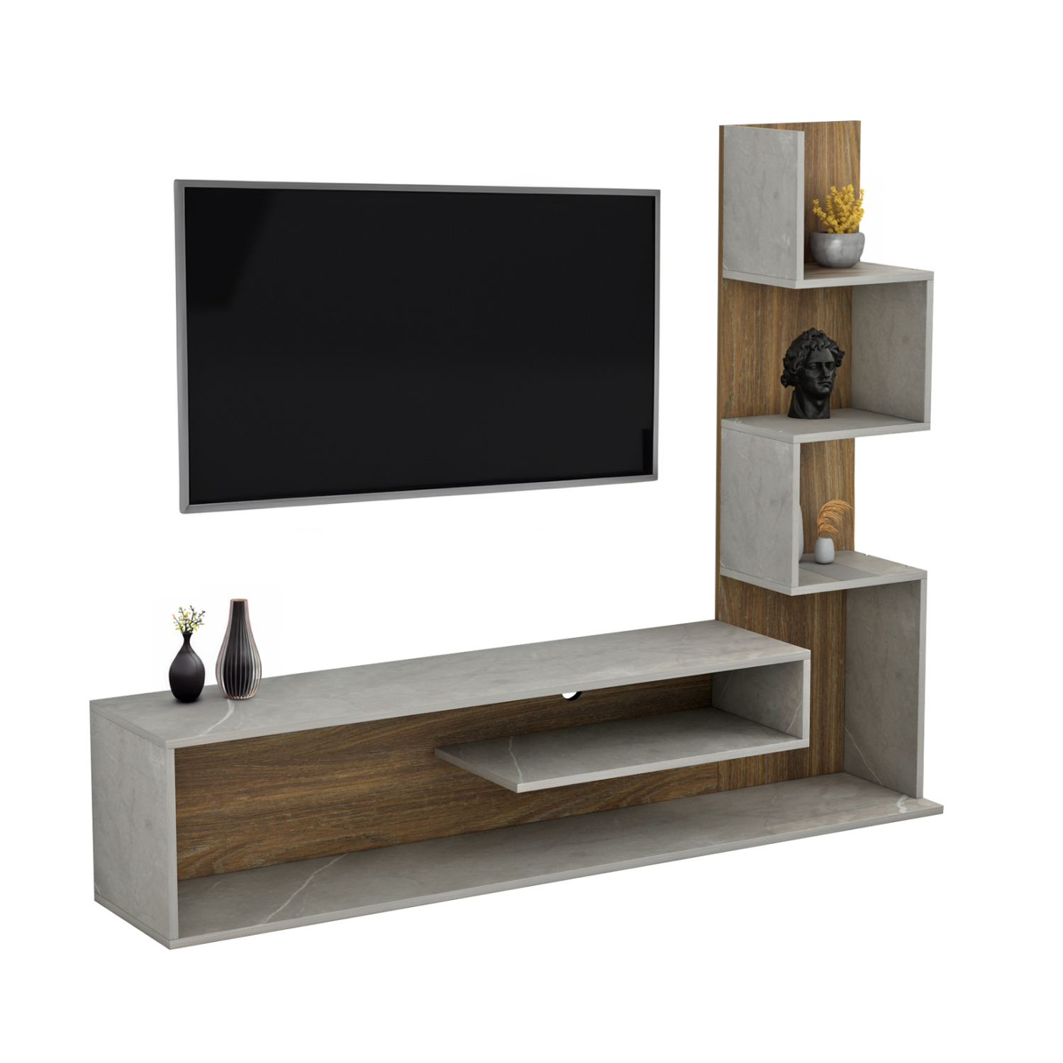 ТВ сет  цвят натурал-сив