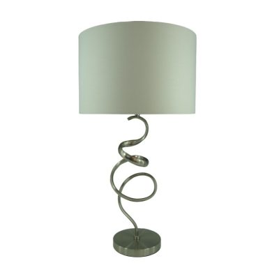 Настолна лампа размер сребрист-бял