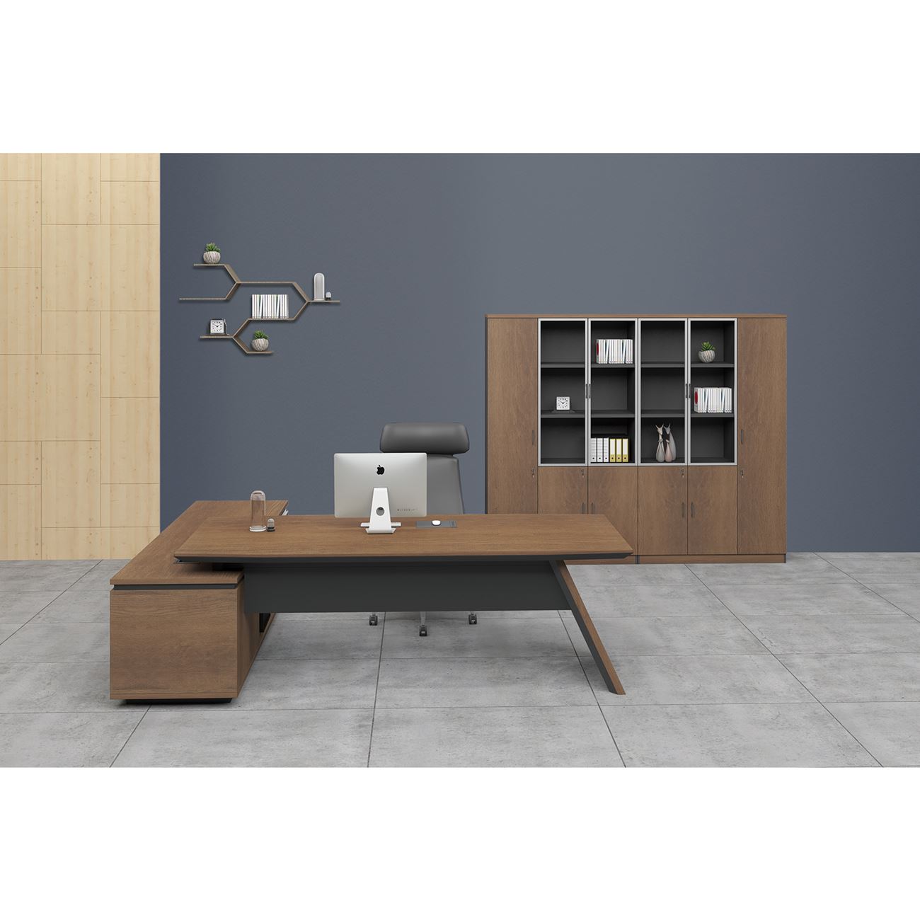 Бюро десен ъгъл  цвят орех-черен