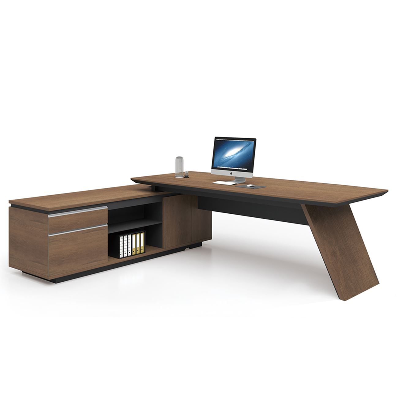 Бюро десен ъгъл  цвят орех-черен