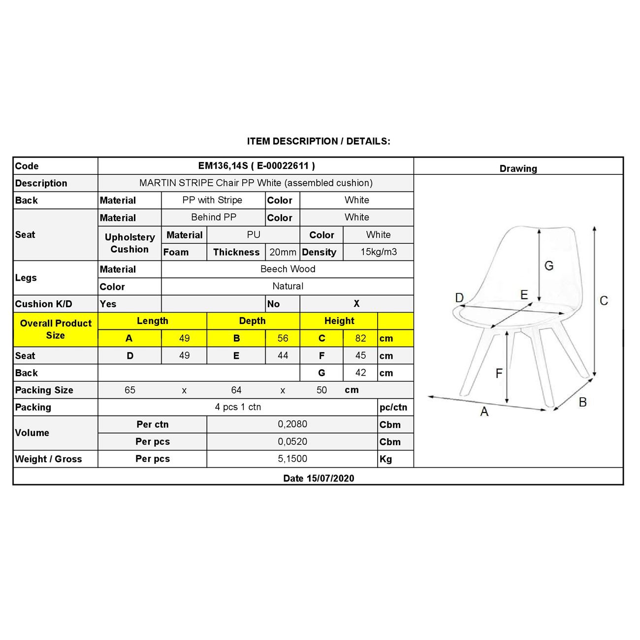 Стол – бял цвят