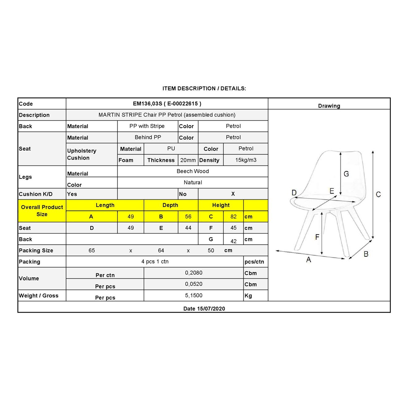 Стол – петролен цвят