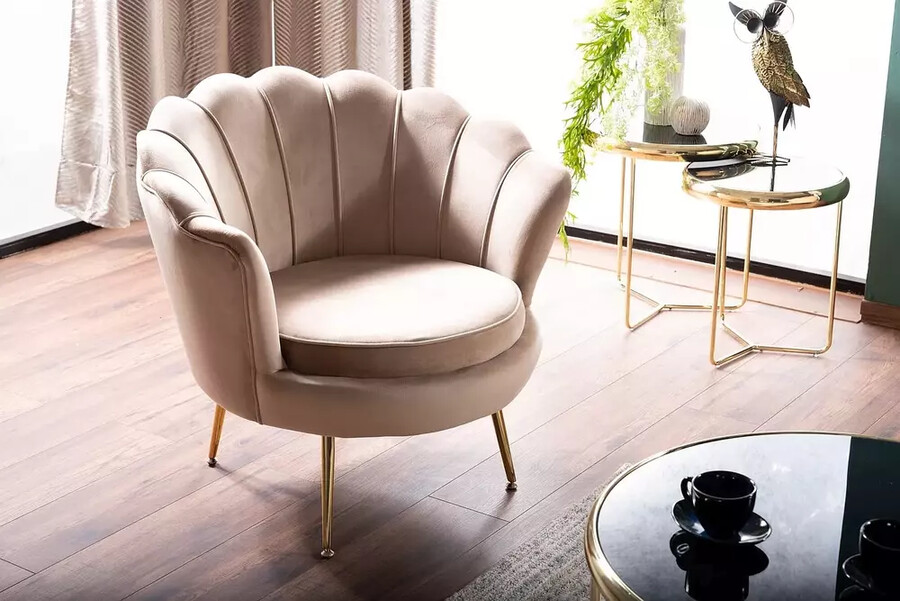 Кадифено кресло – златно/бежово 28