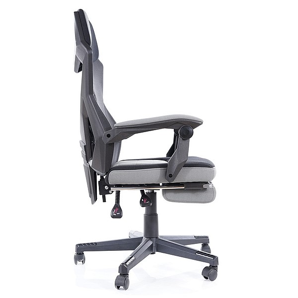 Въртящ се стол с поставка за крачета – черен/сив