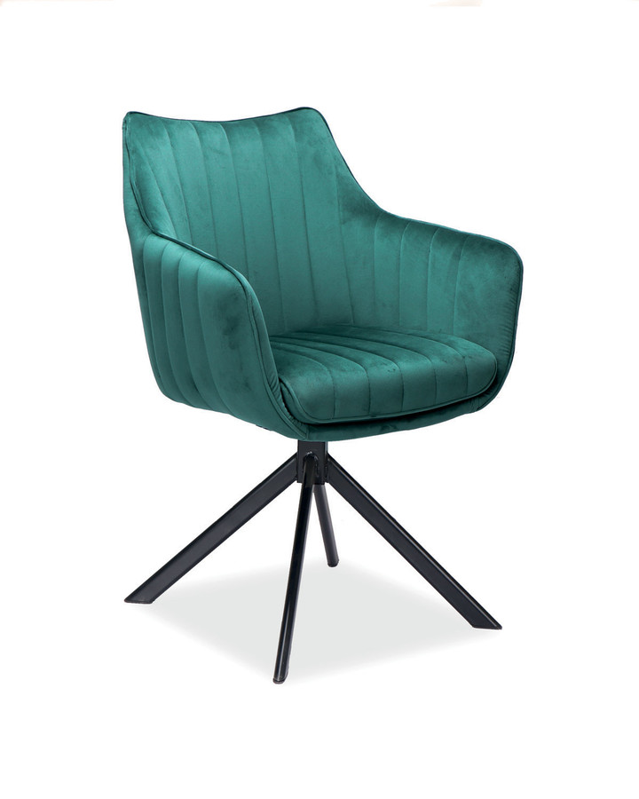 Въртящ се кадифен стол - зелен