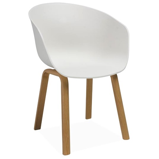 Пластмасов стол - бял/дъб