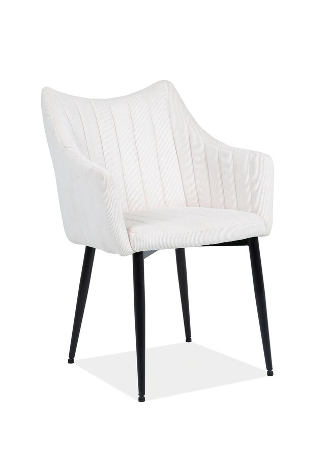 Трапезарен стол рипсено кадифе – крем