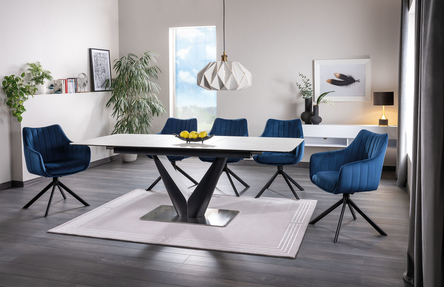 Трапезарен въртящ се стол – тъмносин