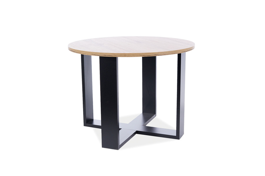 Кръгла холна маса – дъб вотан / черна