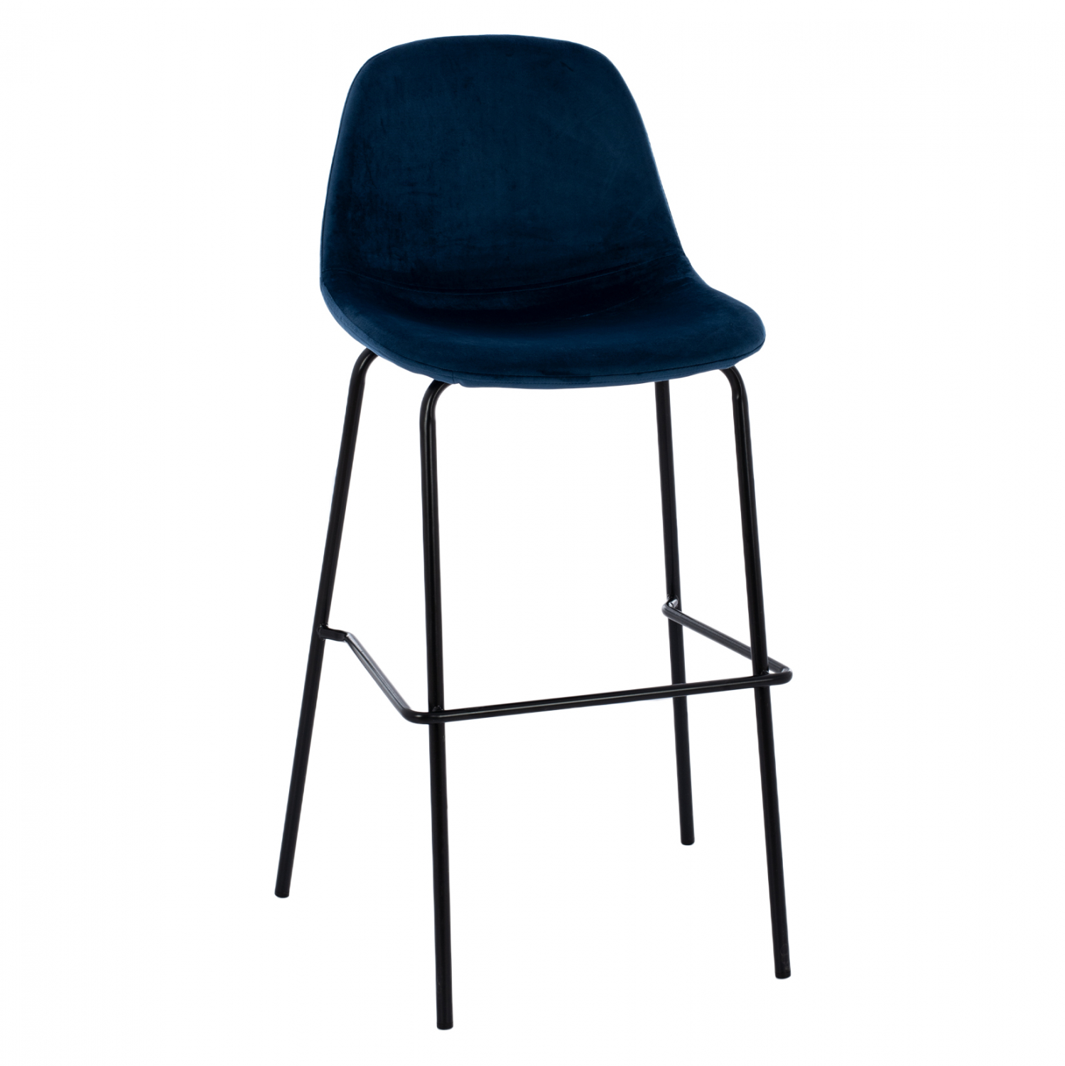 Бар стол кадифе син цвят